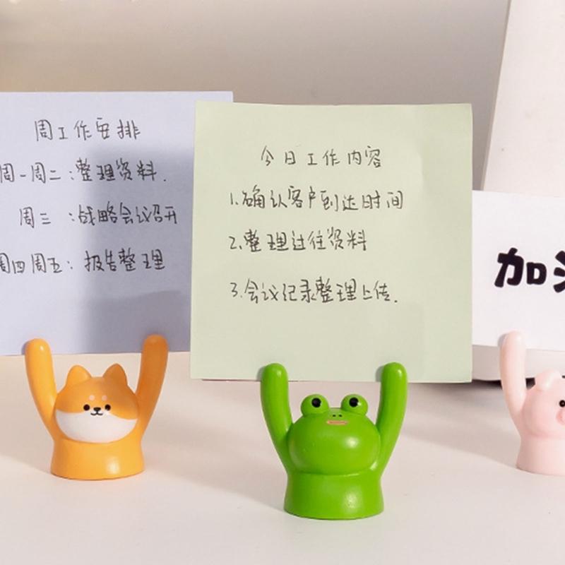 Raising Hand Animal Photo Holder Table Number Holders Microlandscape Ornament Memo Photo Holder Dollhouses Accessories