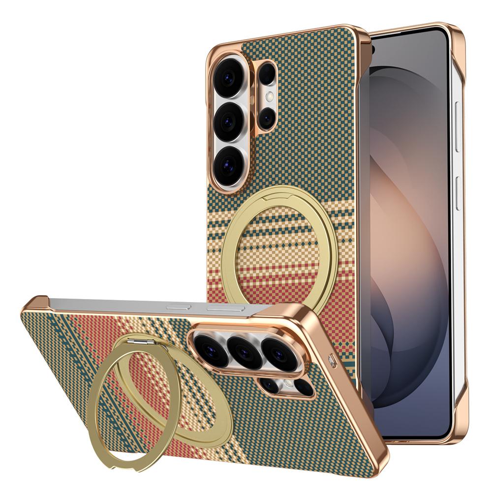 Luxury Carbon Fiber Fold Magnetic Stand Bracket For Magsafe Case For Samsung Galaxy S26 S25 S24 S23 Ultra Shockproof Back Cover