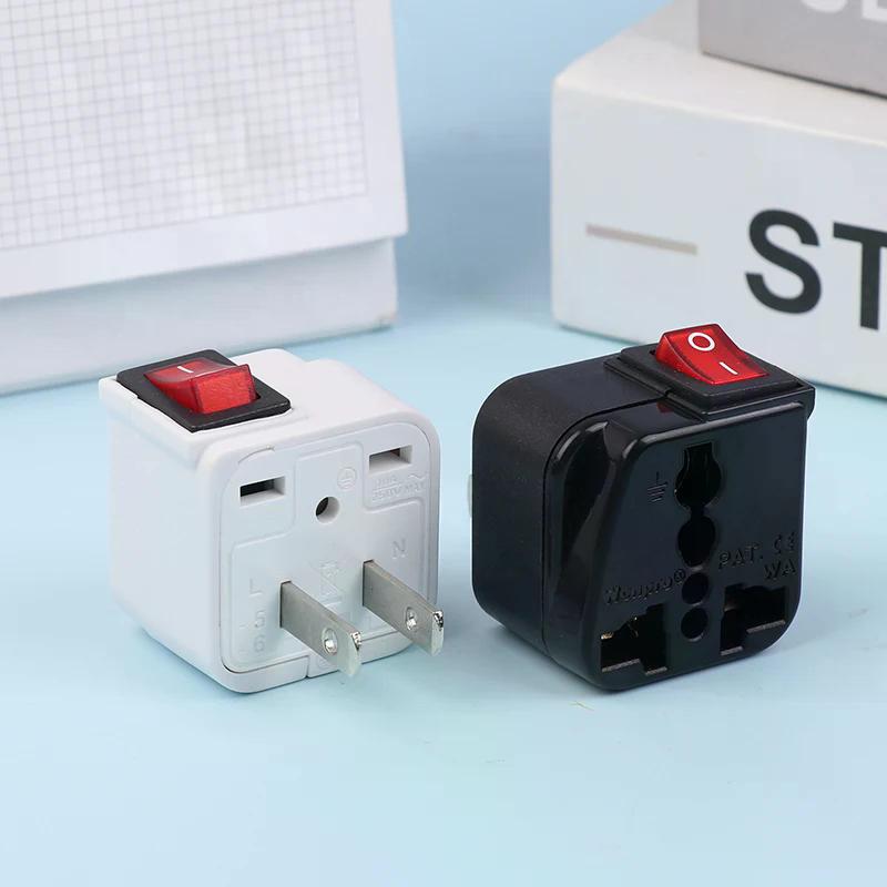 US 2 Pin Plug Adapter Converter AC100~250V 10A With Main On/Off Switch LED Indicator WSA-6 Electrical Plug Adapter