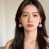Pendant Heart Shaped Earrings Sweet Valentine's Day Earring Plush Ball Earring  Women Girls