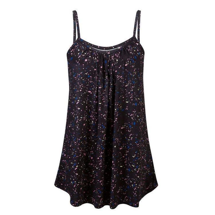 

Plus Size Women Spaghetti Strap Cami Top Floral Off Shoulder Casual Shirts Summer Streetwear Tee 6XL чорний