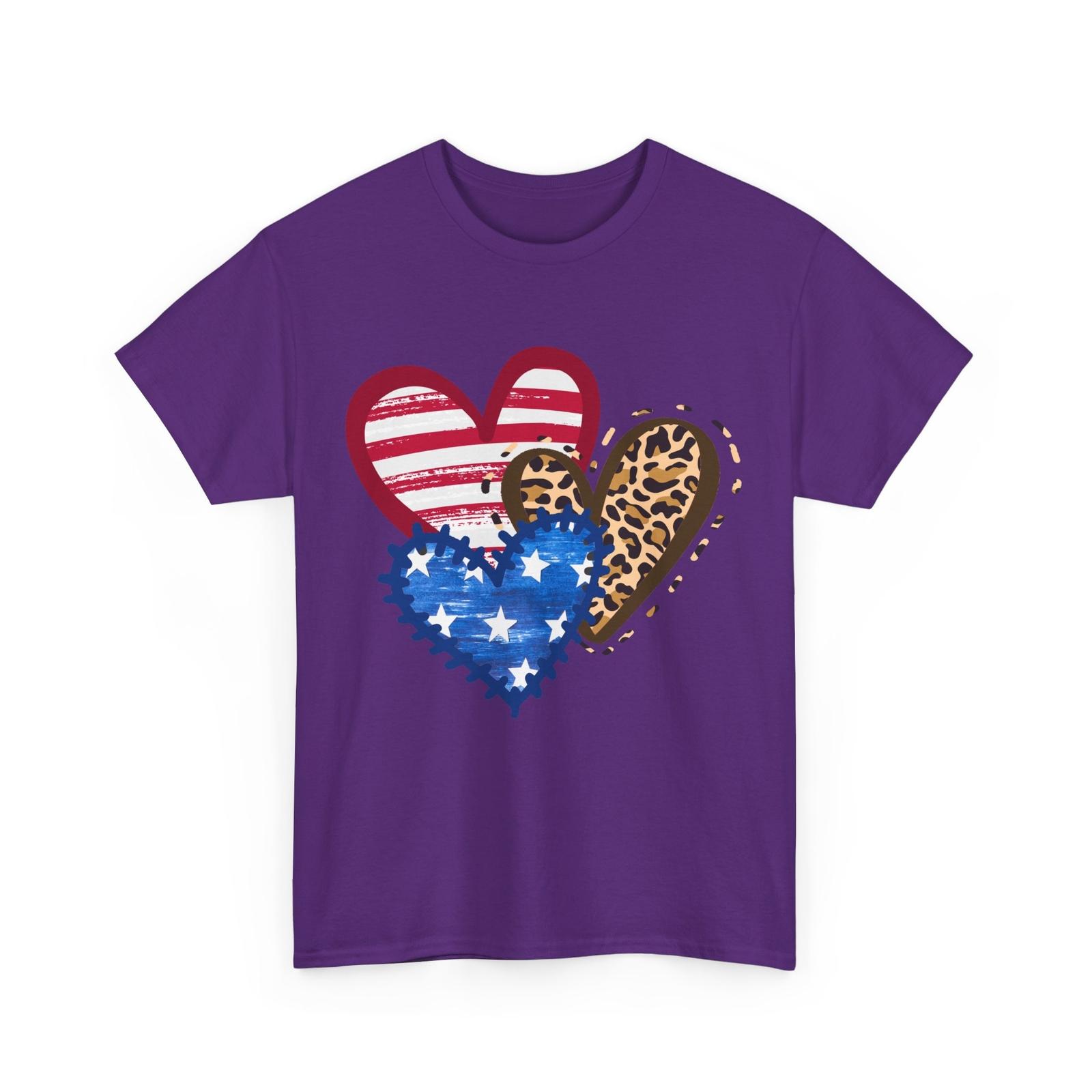 4th of July Shirt, Leopard Heart Fourth of July Celebration Men T-Shirt XL