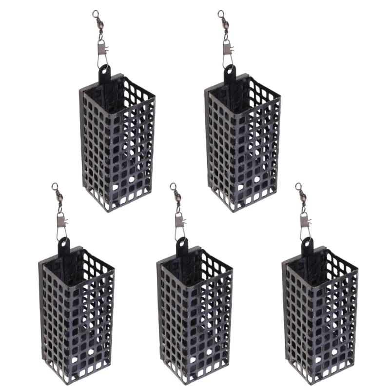 5Pcs Fish Baits Cage Fishing Feeder Cage Fishing Baits Lures Feeders Fishing Tackle Cage Feeder Basket Lures Feeder Cage