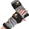 Embroidered Bird Half Finger Gloves Spicy Girl Y2k Winter Mittens  Outdoor