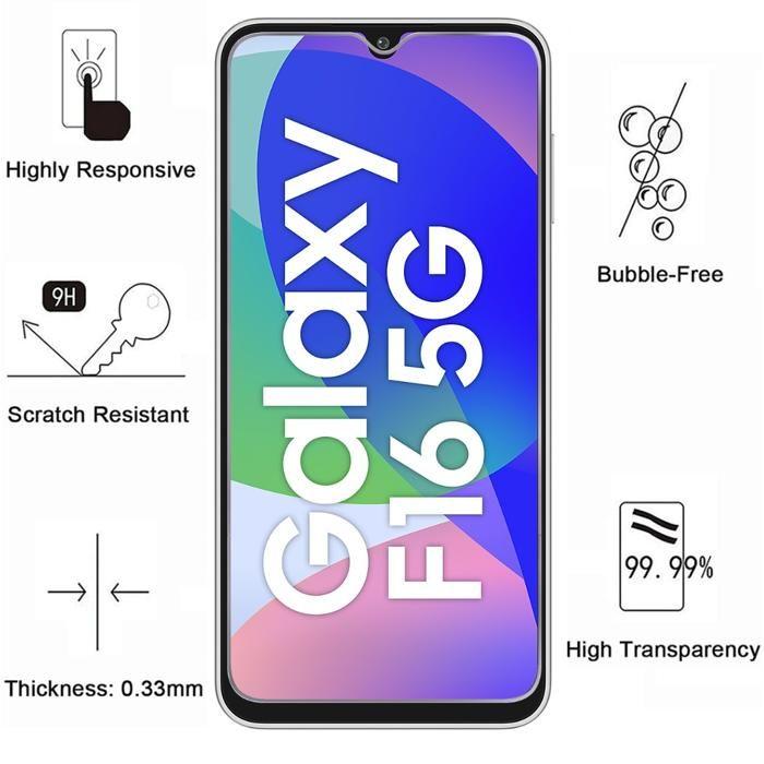 Verre Trempé - Phonillico® - Samsung Galaxy F16 5G - Pack 2 - Résistant aux rayures - Transparent