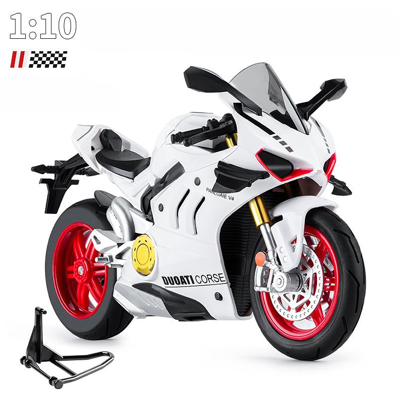 

Модель игрушечного мотоцикла DUCATI V4S в масштабе 1/10, со звуком и светом, литой из сплава, коллекционные игрушки, подарки для детей