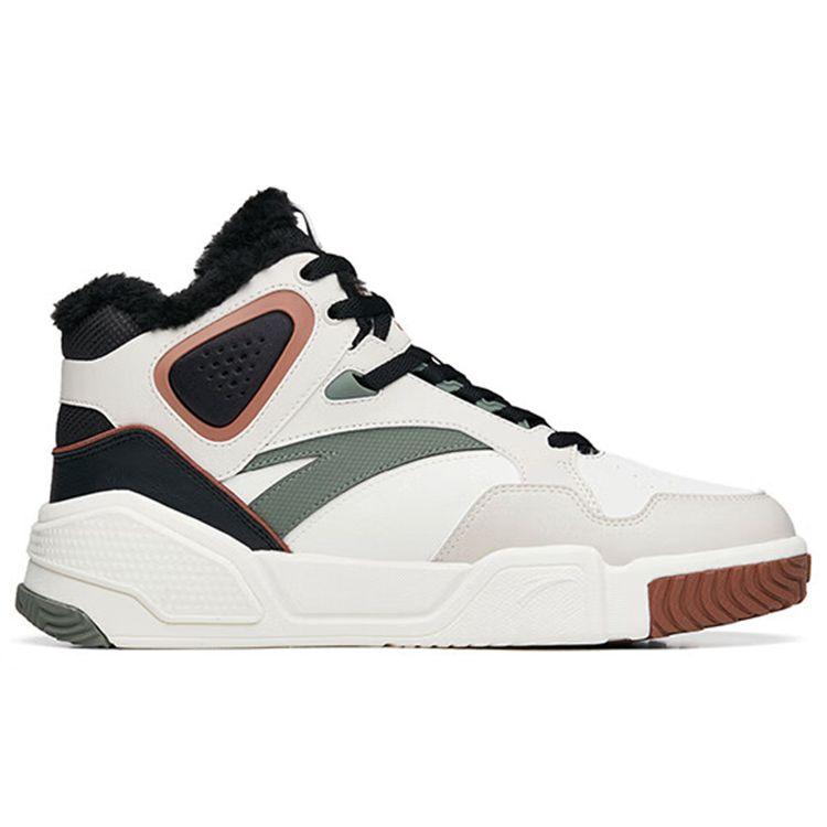 Anta Flame Leather Warm Non-Slip Shock Absorbing Wear-Resistant High-Top Sneakers Men Sneakers White Gray Black 112248990R-4