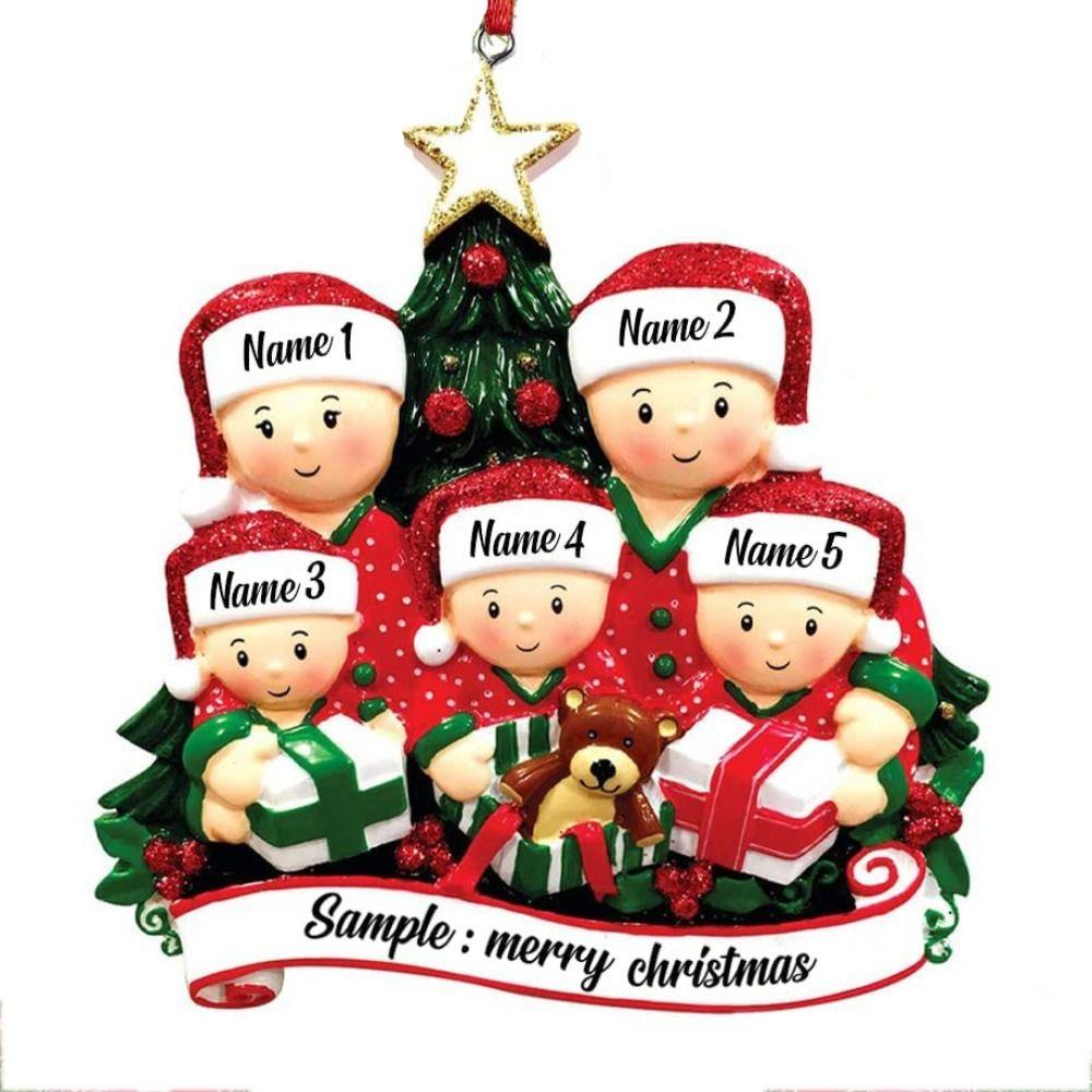 Cute Christmas Family Ornament DIY Christmas Tree Hanging Ornament Snowman Flat Pendant New Year