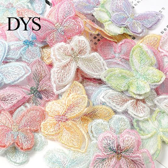 Sewing Patches 10Pcs Butterfly Appliques Exquisite Handicraft Double Layers DIY Embroidery Craft Flower Accessories