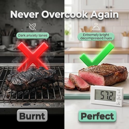 Digital Oven Thermometer  58°F To 572°F LCD Display with Heat Resistant Probe   High Low Temperature Alarm Cooking Thermometer with Magnetic Mount Fo