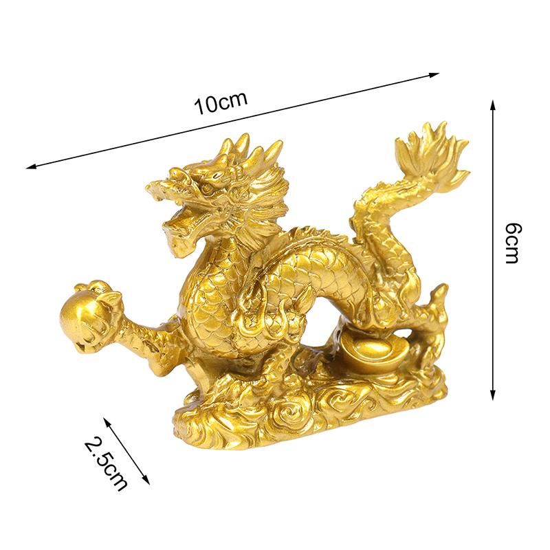 1Pc Good Lucky Golden Dragon Chinese Zodiac Twelve Statue Gold Animals Sculpture Figurines Desktop Decoration