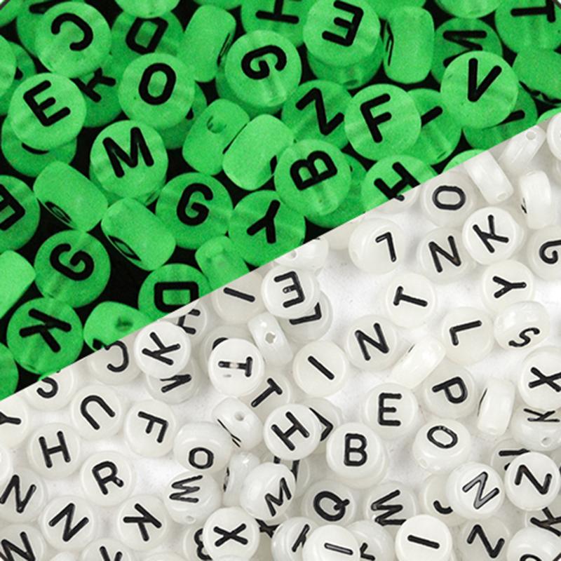 100Pcs Acrylic Flat Letter Beads Alphabet Round Smile Spacer Loose Bead For Diy Jewelry Bracelet Charm Supplies