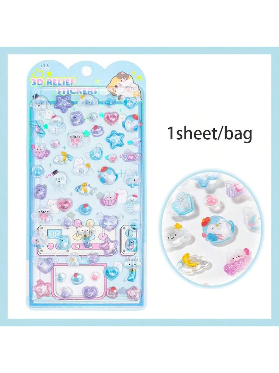 

1Pc/Pack Cute 3D Embossed Stickers Material Perfect For Handmade Diy Scrapbooking Journaling Supplies Phone Case Photo Frame