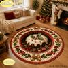Fall Round Rug Sunflower Pumpkin Print Circular Mat Non Slip For Living Room Bedroom Dining Room Holiday Home Decor