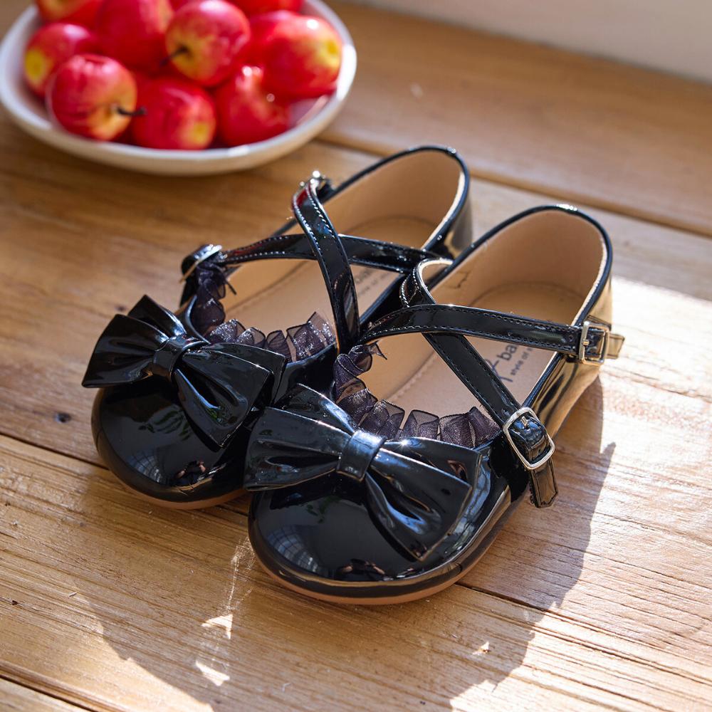[Babyzzam] Girls' Angel Ribbon Flats Black [BB461-10001]