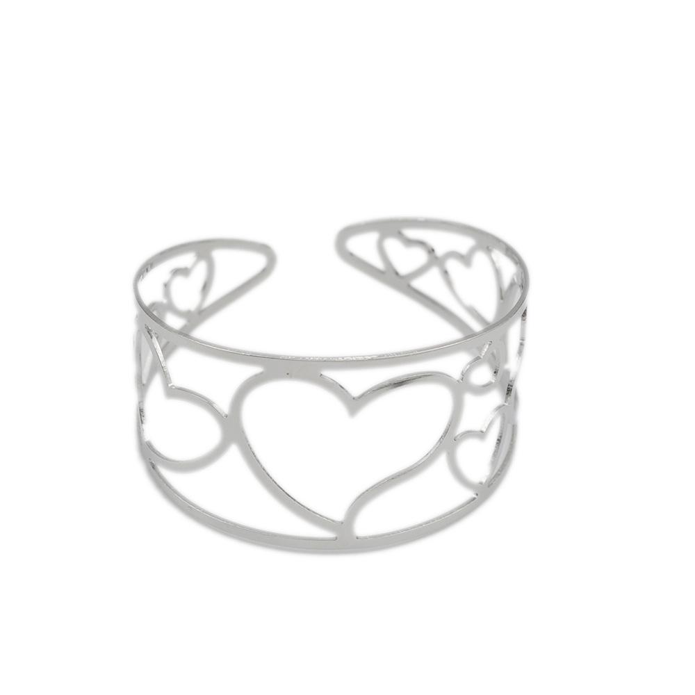 Women's Exaggerated Heart Cut-out Metal Bangle - European & American Street Style Arm Jewelry