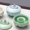 Ceramic Inkstone Moisturizing Inkwell with Lid for Calligraphy - Non-Drying Ink Dish & Brush Rest