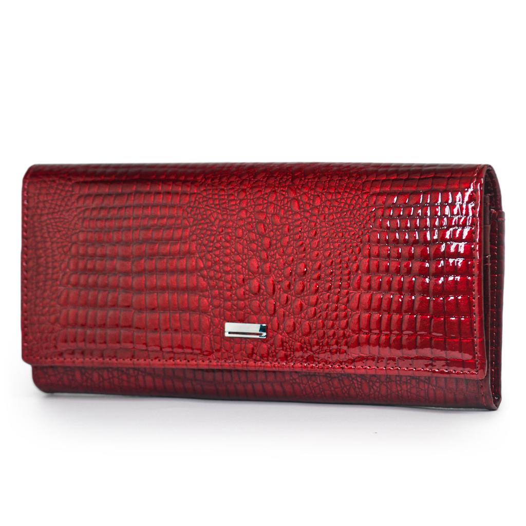 Genuine Leather Womens Wallet European Style Magnetic Closure Multi Function Card Holder Large Capacity Long Patent Leather Purse