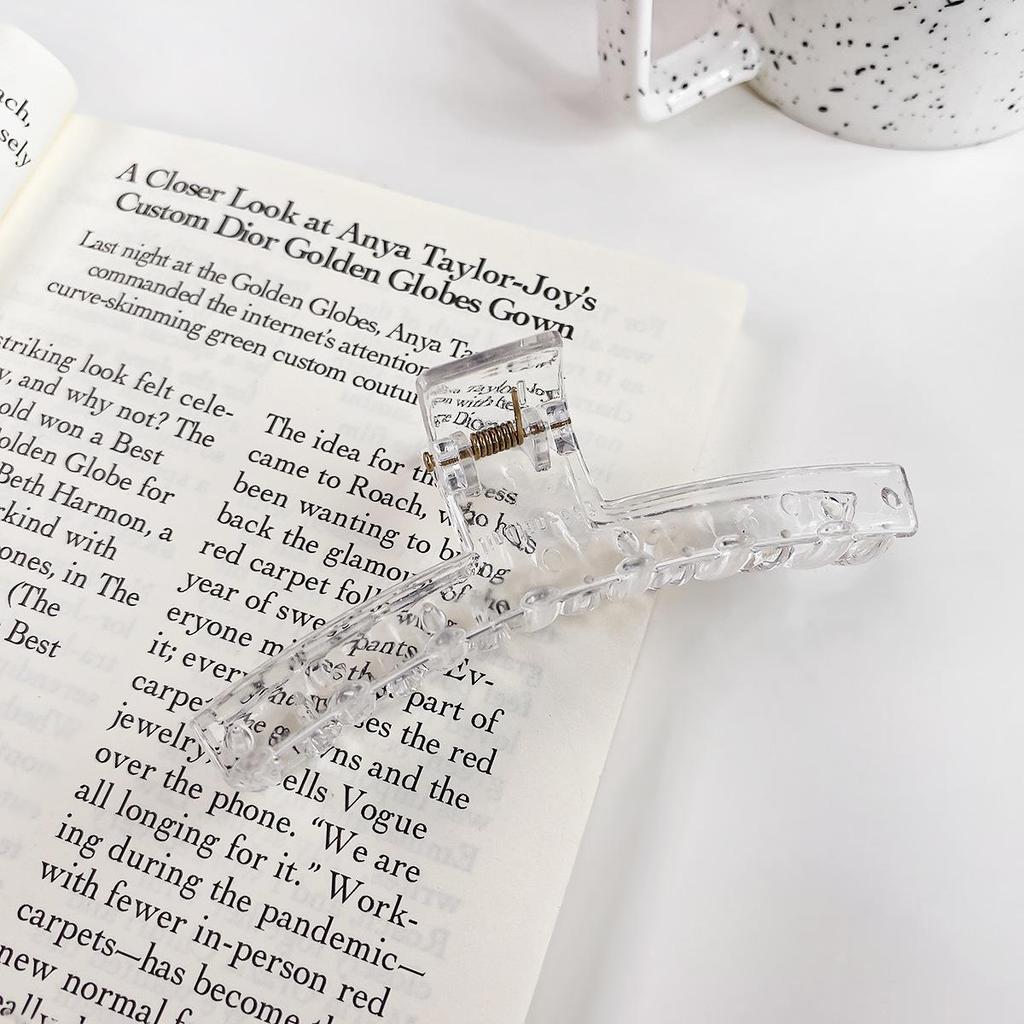 Korean Style Transparent Arc Semi-Circular Hair Clip for Women's Updo - High-End Hollow Shark Clip