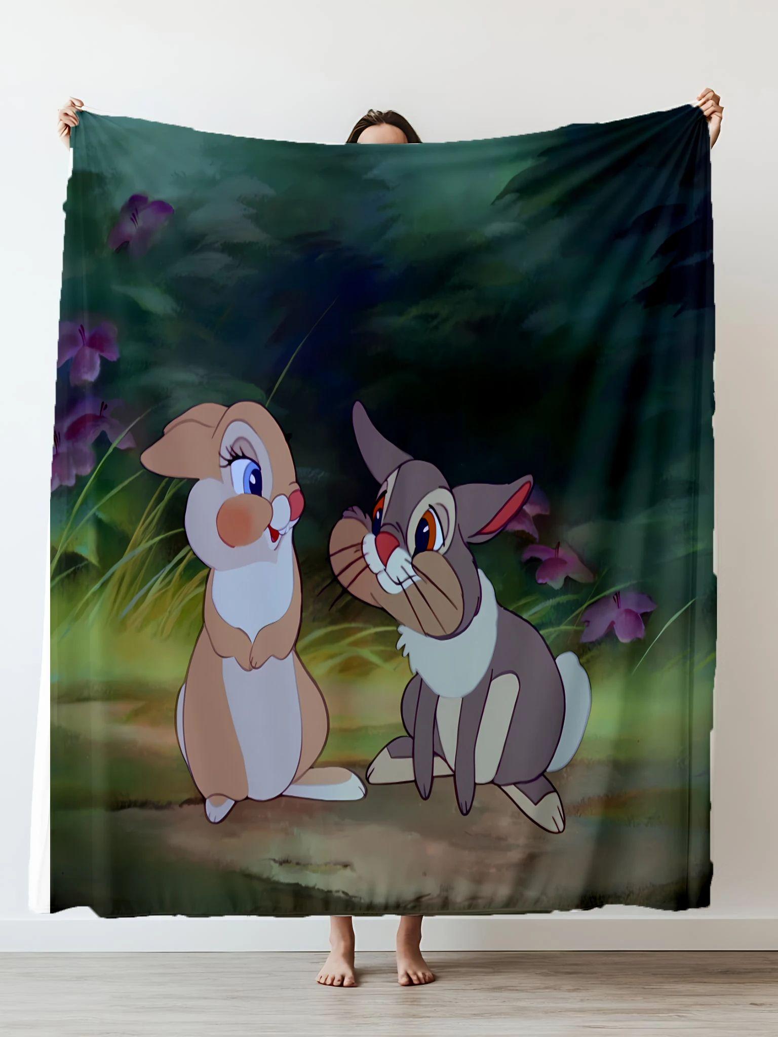 

Cartoon rabbits Happy Flannel Throw Printed Blanket Soft Warm Blanket Grain Blankets for Bedroom Couch Sofa 75x100cm (30x40inch)