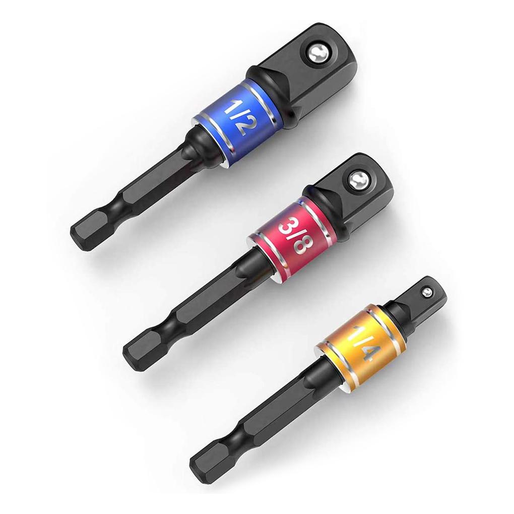 Hexagon To Square Drill Socket Adapters Kit Impact Driver Pneumatic Screwdriver Manual Spanner Extension Bar Set Hand Tool