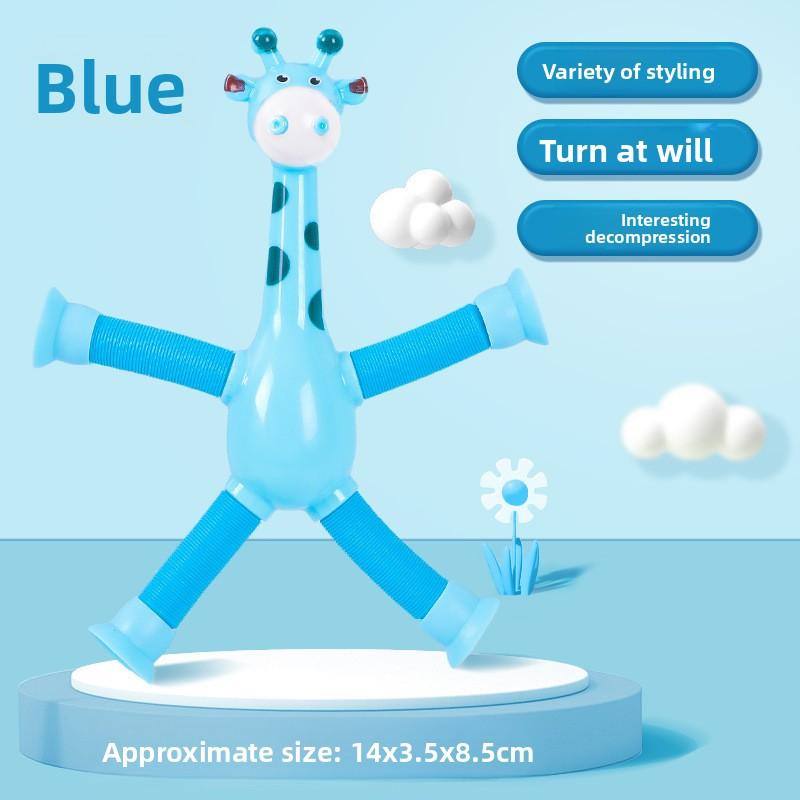 

Красочные тянущиеся игрушки-жирафы на присосках - Веселые и развивающие для малышей, Игрушки на присосках для ванной, спальни 1pc синий