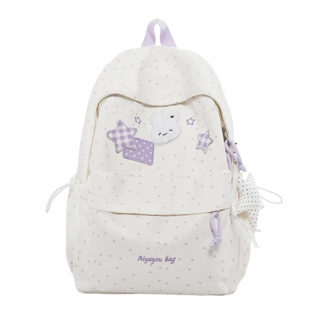 Schoolbag Summer Casual Style Cartoon Rabbit Polka Dot Sweet Girl Backpack Fresh Primary School Schoolbag Women Large Capacity Backpack