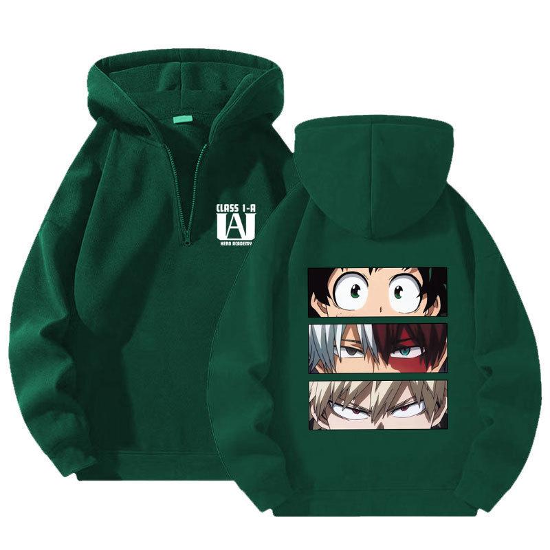 Japanese Anime My Hero Academia Hoodies Kawaii Harajuku Manga Graphic Zipper Coats Printed Streetwear Sweatshirts Unisex Pullovers Tops