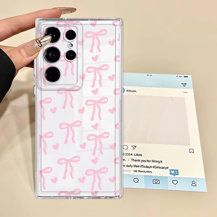 

Чехол для Samsung Galaxy Note 20 Ultra 10 S23 Ultra S22 FE S26 S24 S21 S25 Edge S20 Plus Чехол для телефона Милый Розовый Бант Galaxy S24 Ultra
