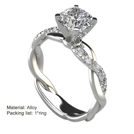Damen Exquisiter Romantischer Strass Verdrehter Verlobungsring Schmuck Accessoire