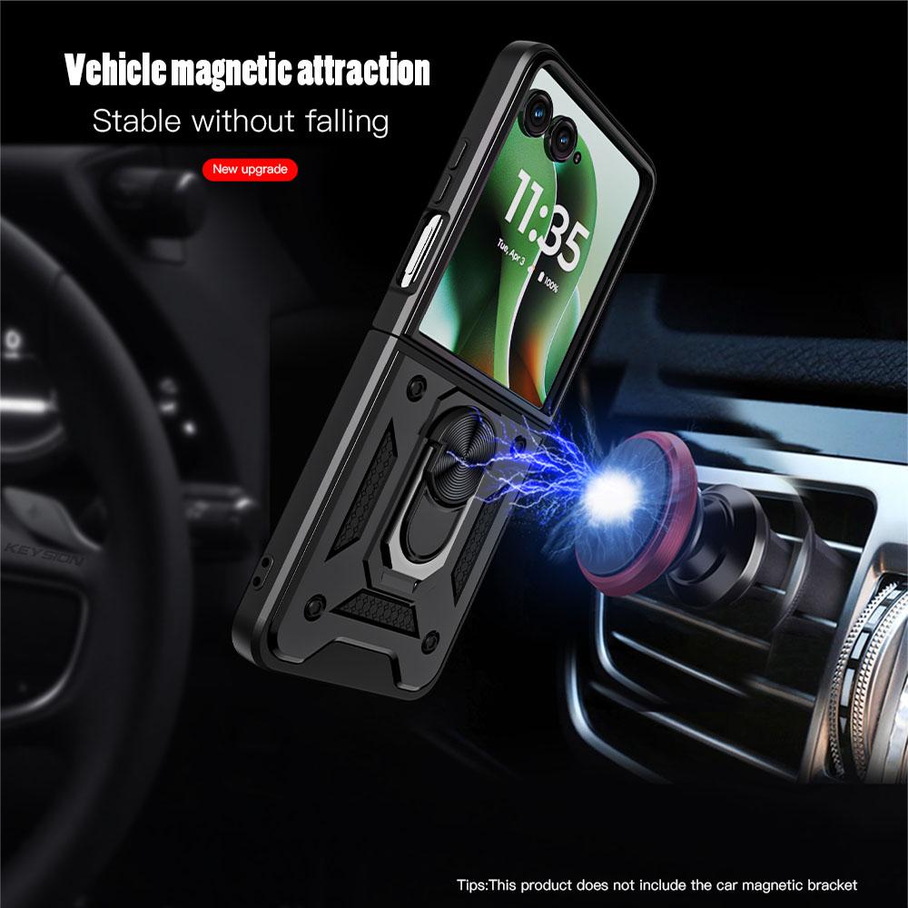 KEYSION Stoßfeste Panzerhülle für Motorola Razr 60 Ultra 5G Metallring-Ständer Handy-Rückseite für MOTO Razr Ultra 2025 Razr+2025