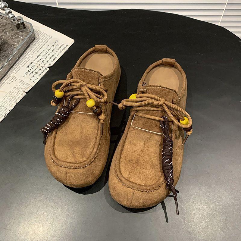 Ugly and Cute Pedal Boken Platform Fashion Height Boken Shoes Bag Head Half Slippers Women's Wear 2025 Autumn and Winter New