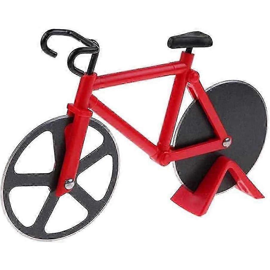 Pizza Wheel / Bicycle Shaped Pizza Knife / Stainless Steel / Home & Kitchen Use / Red - RIpj