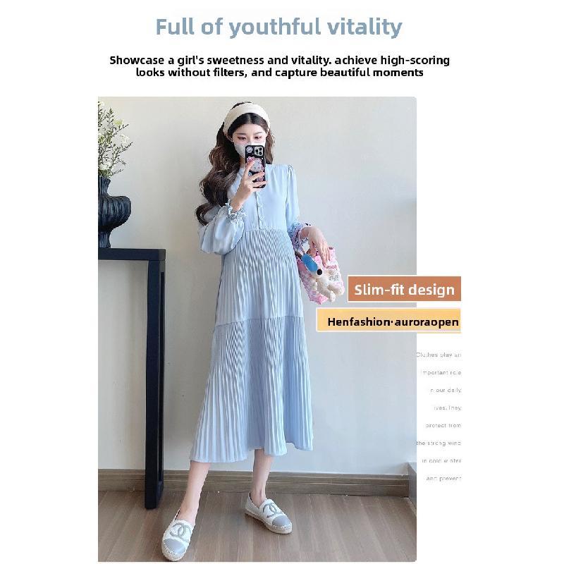 Maternity Dress Spring Autumn 2026 New Fashionable Loose Belly-Covering Shirt Dress Spring Maternity Dress