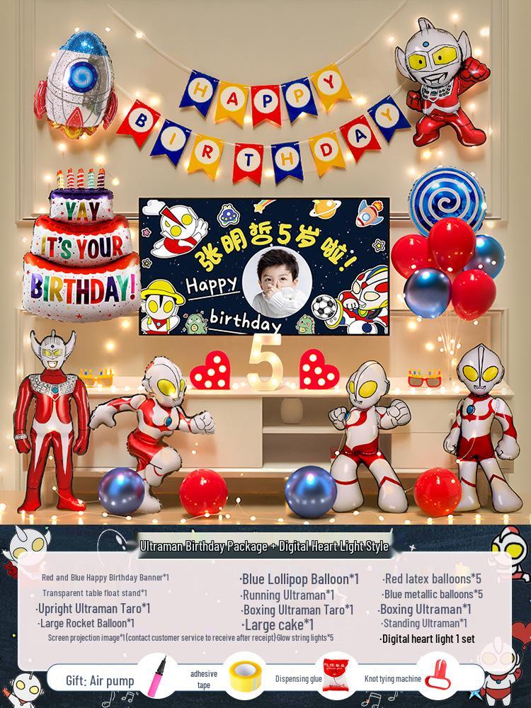 Bakgrunn for 10-årsfeiring: Gratulerer med dagen Ballonger og dekor for gutter