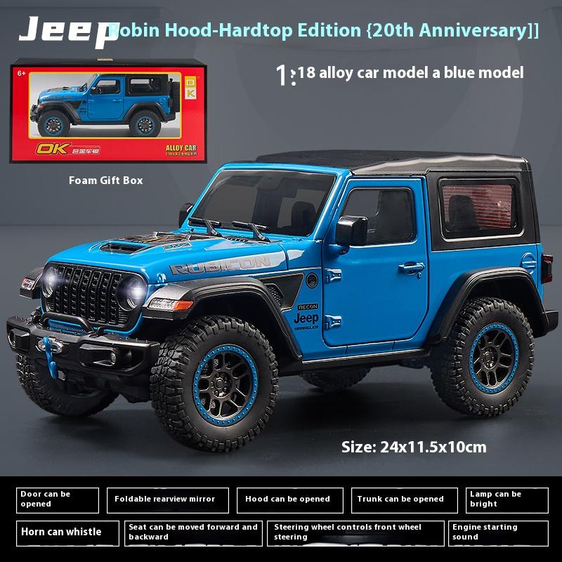 1/18 Scale Jeeps Wrangler Rubicon Alloy Metal Diecast Model Car Sound & Light Collecting Hobbies Toys Gifts for Firend Decoration Kids