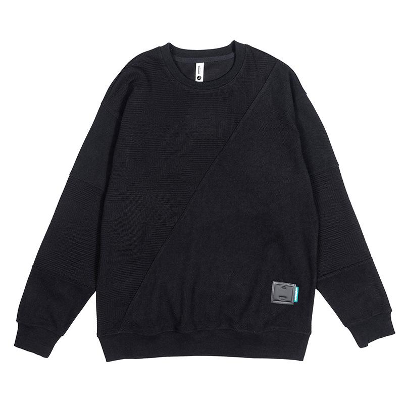 Trendy Brand Fleece Sweater Men'S Splicing Men'S Clothes Men'S Long-Sleeved Large-Size Men'S Clothing