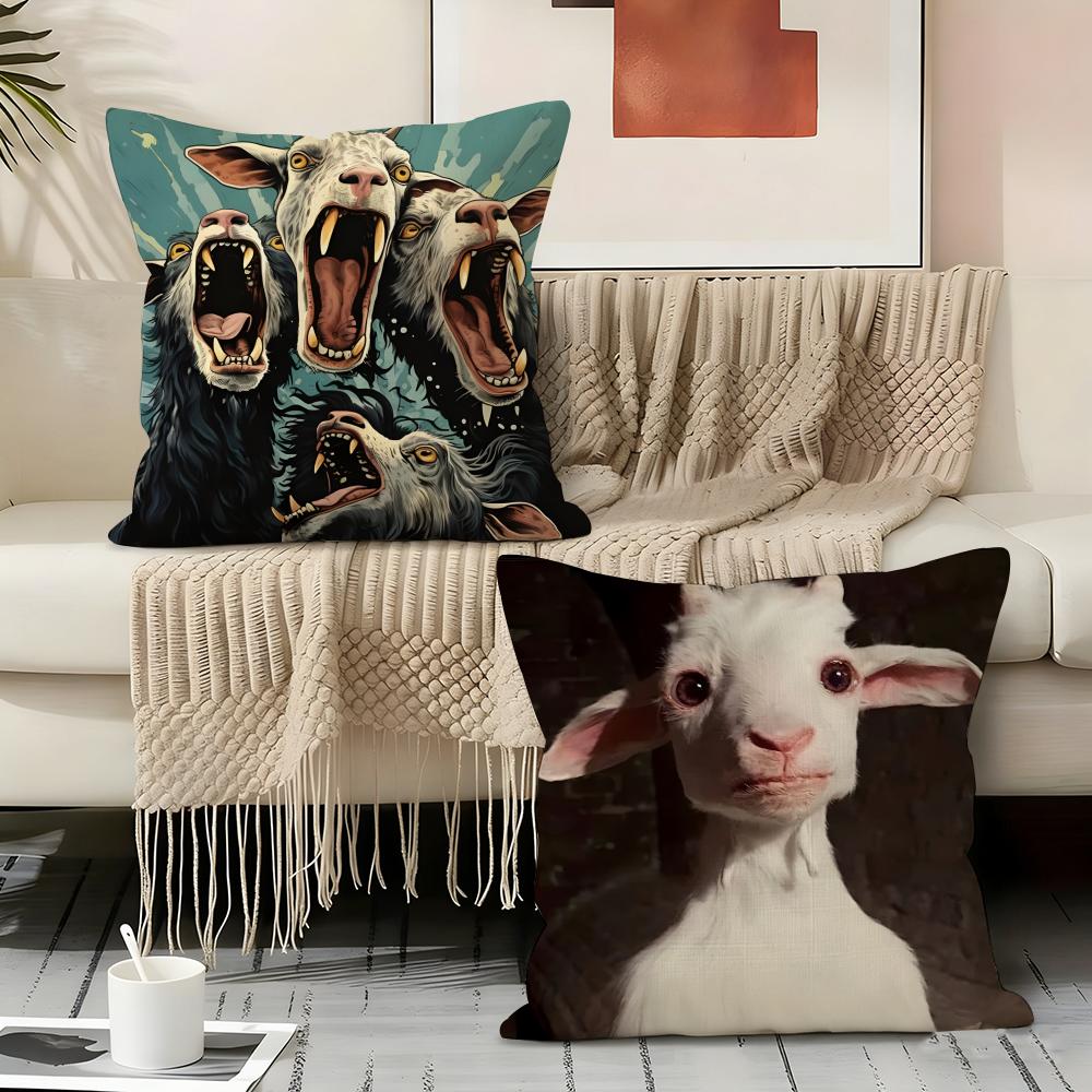 Spooky Goat Face Pillow Case Pillowcase, Double-sided Printed, Sofa Cushion, Bedroom Headboard Pillow