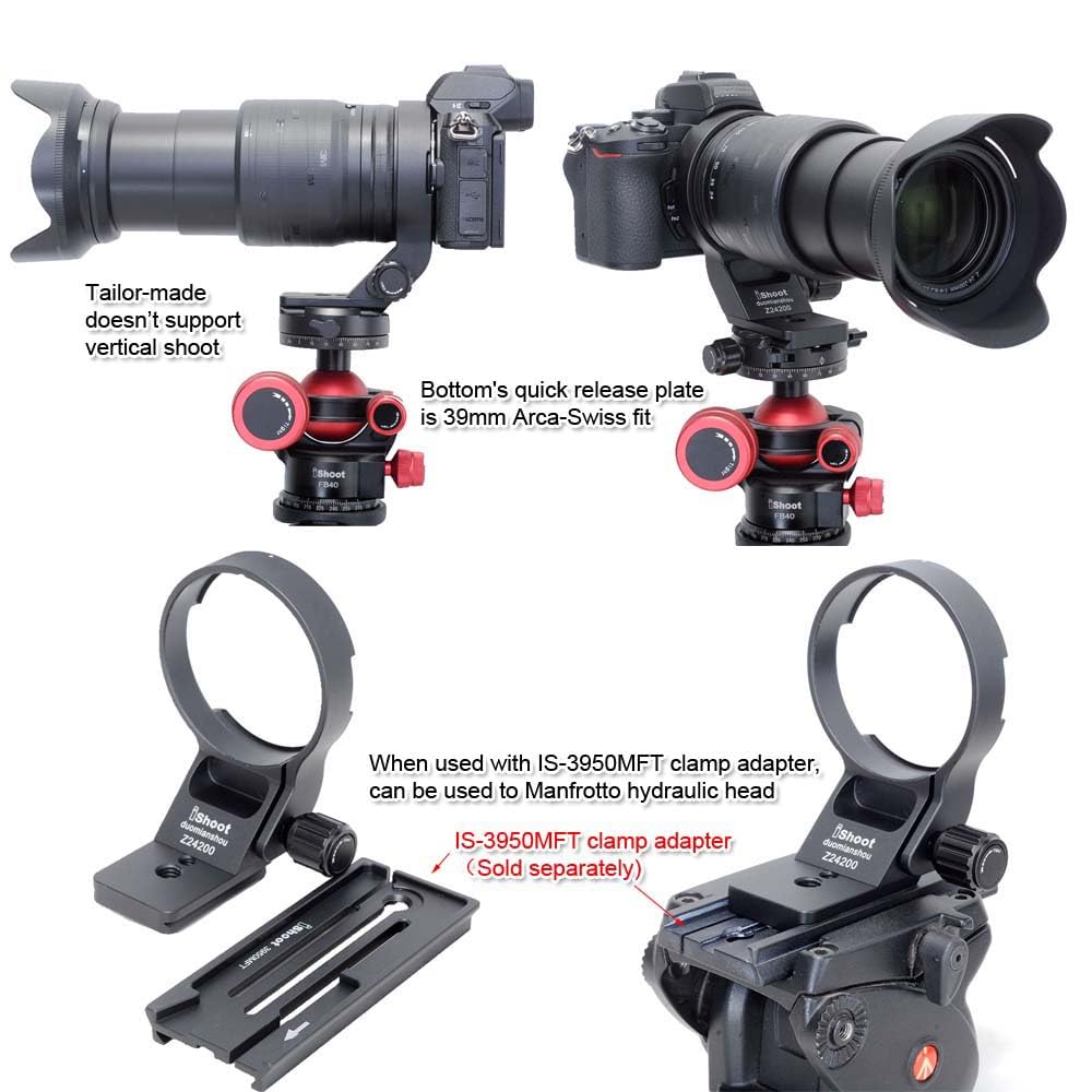 iShoot Camera Tripod Mount Tripod Mount Lens Support Lens Bracket Tripod Compatible with Nikon Z VR DX Tripod Ball Head Clamp Ring, Ring, Collar,