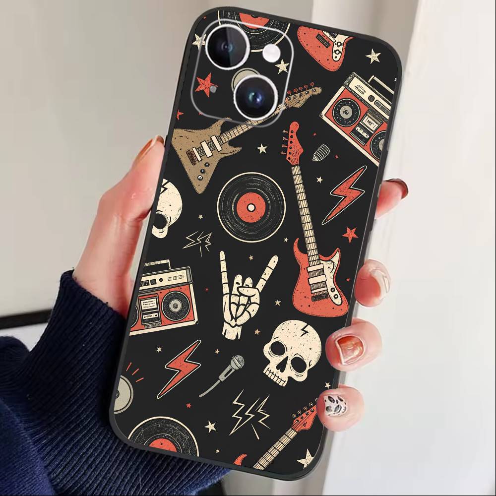 Gothic Dark Sweetheart Phone Case For iPhone 16,15,14,13,12,17,Pro Max,Plus Silicone Black Case