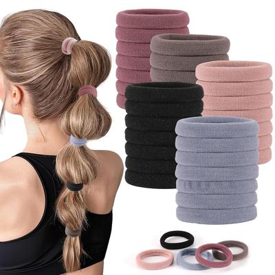 35PCS Hair Ties for Women, Smooth and Thick Black Hair Bands, Durable Elastic Hair Ties for Secure Ponytail Holding (Natural Colors)