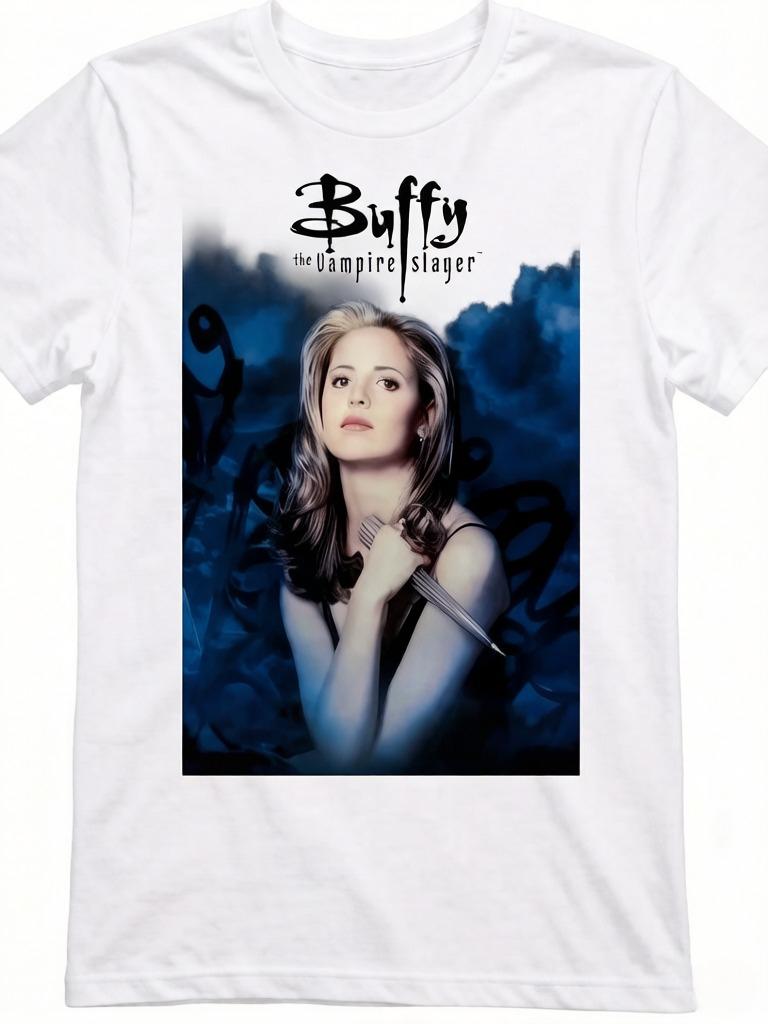 

Vintage Y2k T Shirts Buffy The Vampire Slayer Graphic Tee Gothic TV Show Print Cotton TShirt 90s Cult Classic Top Unisex 2XL