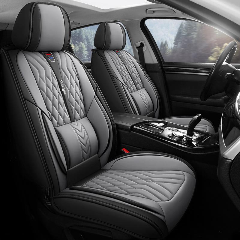 All-Season Seat Covers, Full Wrap PU Leather Seat Covers, Five-Seat Seat Cushions, Full Set of Five-Seat Seat Covers, Compatible with Five-Seat