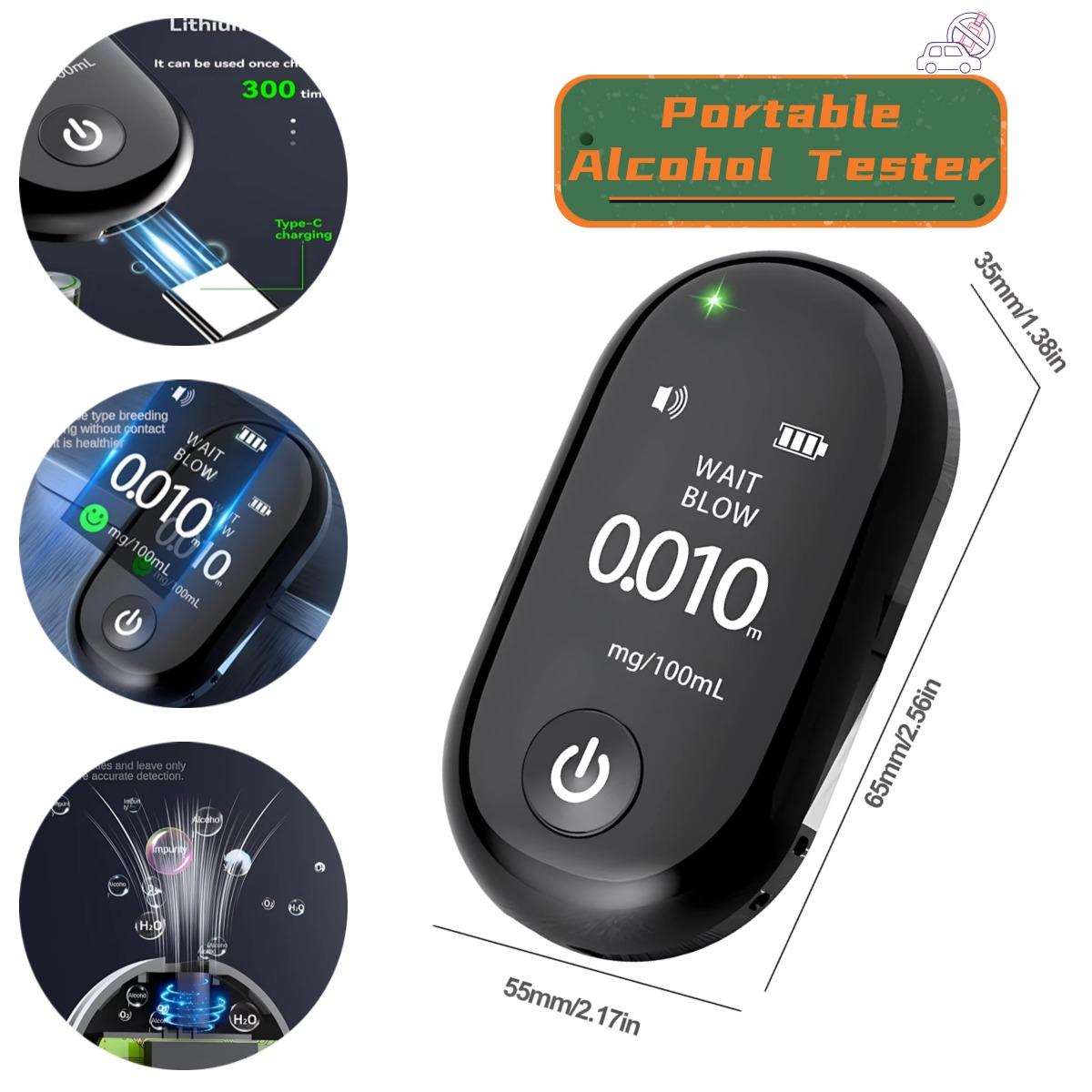 

Алкотестер Traffic DUI Detector Профессиональный алкотестер продувного типа USB перезаряжаемый портативный тестер алкоголя в выдыхаемом воздухе чёрный