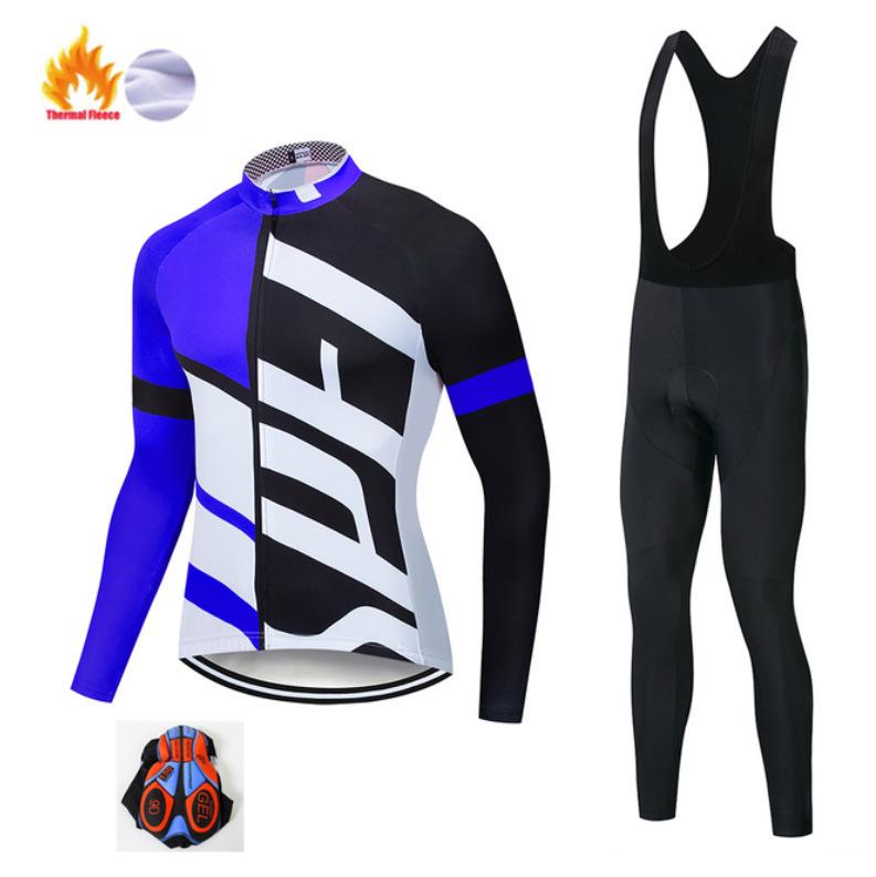 Unisex Fleece Lined Cycling Suit: Warm Long Sleeve Set for Autumn/Winter