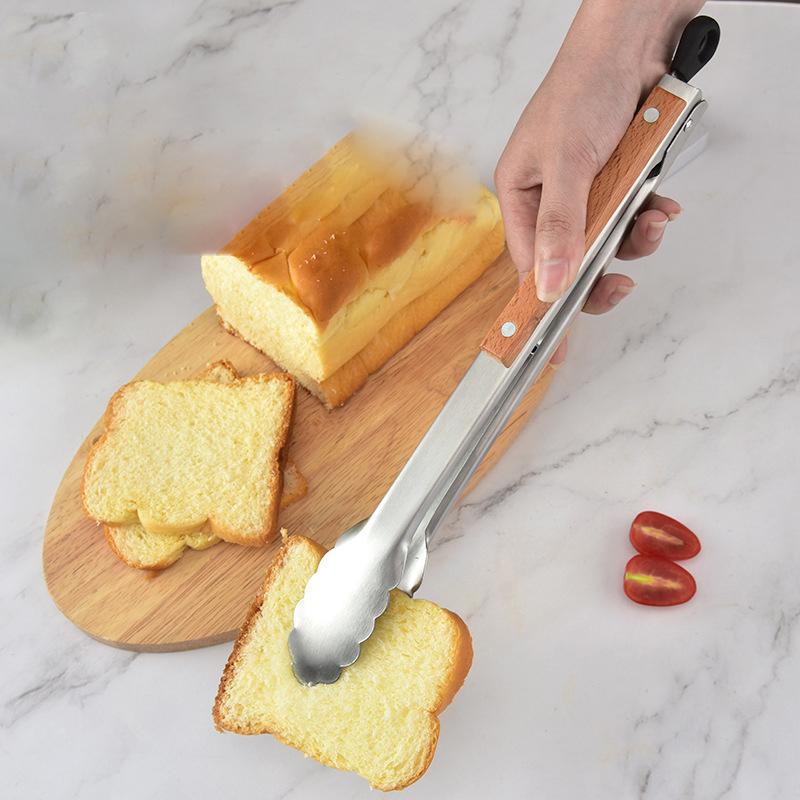 

Премиальные металлические кухонные щипцы для приготовления пищи - Жаростойкие щипцы из нержавеющей стали с удобными деревянными ручками серебряный