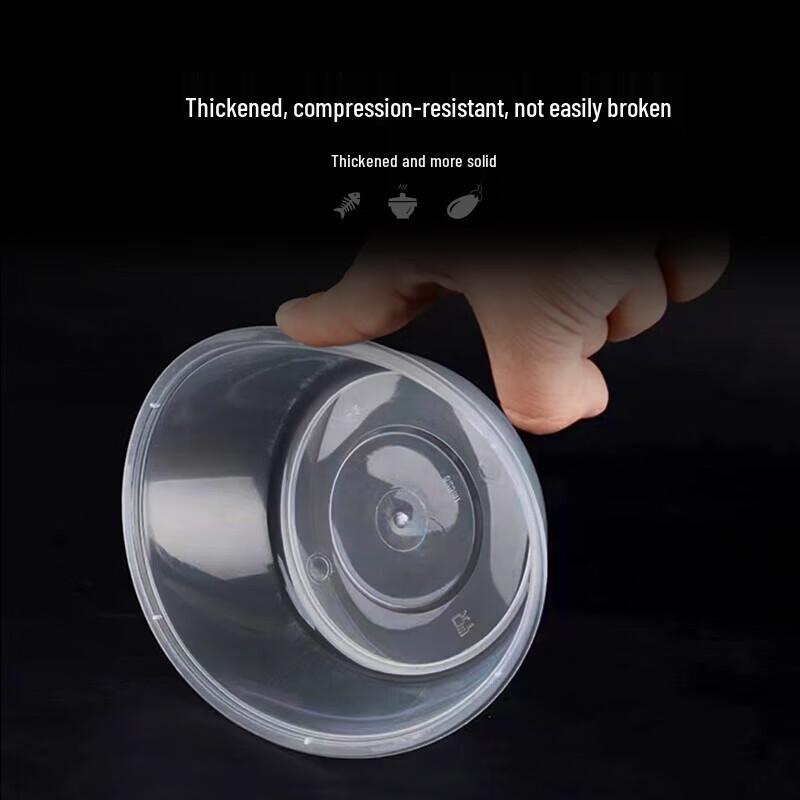 Disposable Round Bowl with Lid, 450ml