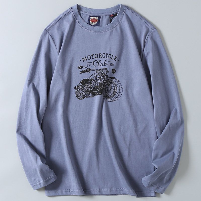 Fashion Foreign Trade Factory Leftover Stock Men s Casual Long-Sleeved Motorcycle Cowboy Blue 3XL