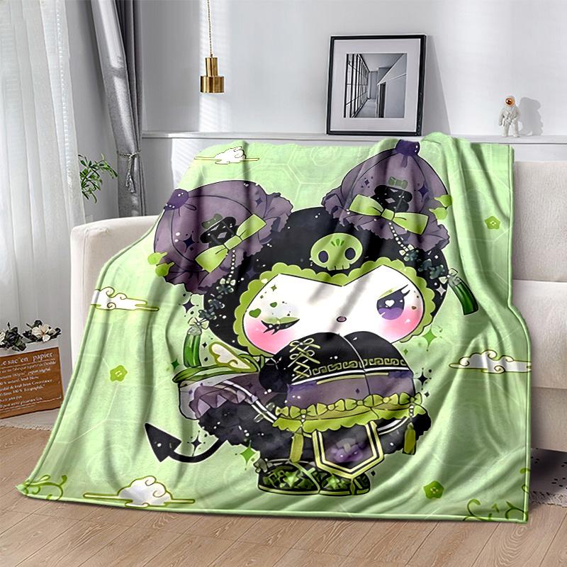 1pc Green and Purple Kuromi Blanket, Soft and Warm Home Decor Gift for All Seasons, Perfect for Couch, Living Room, Travel, Camping, Car Blankets, Bea