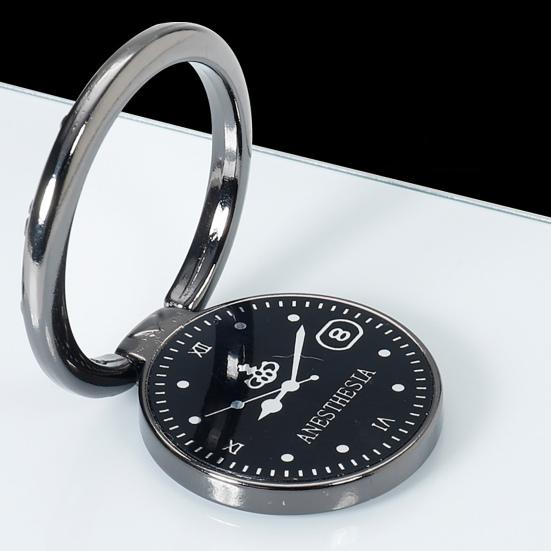 Kreativní držák na prstýnek na telefon, otočný o 360 stupňů, držák na podložku se samolepicí zadní stranou s hodinami